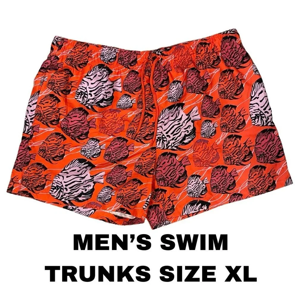 Sears Orange and Black Swim Trunks Classic Design